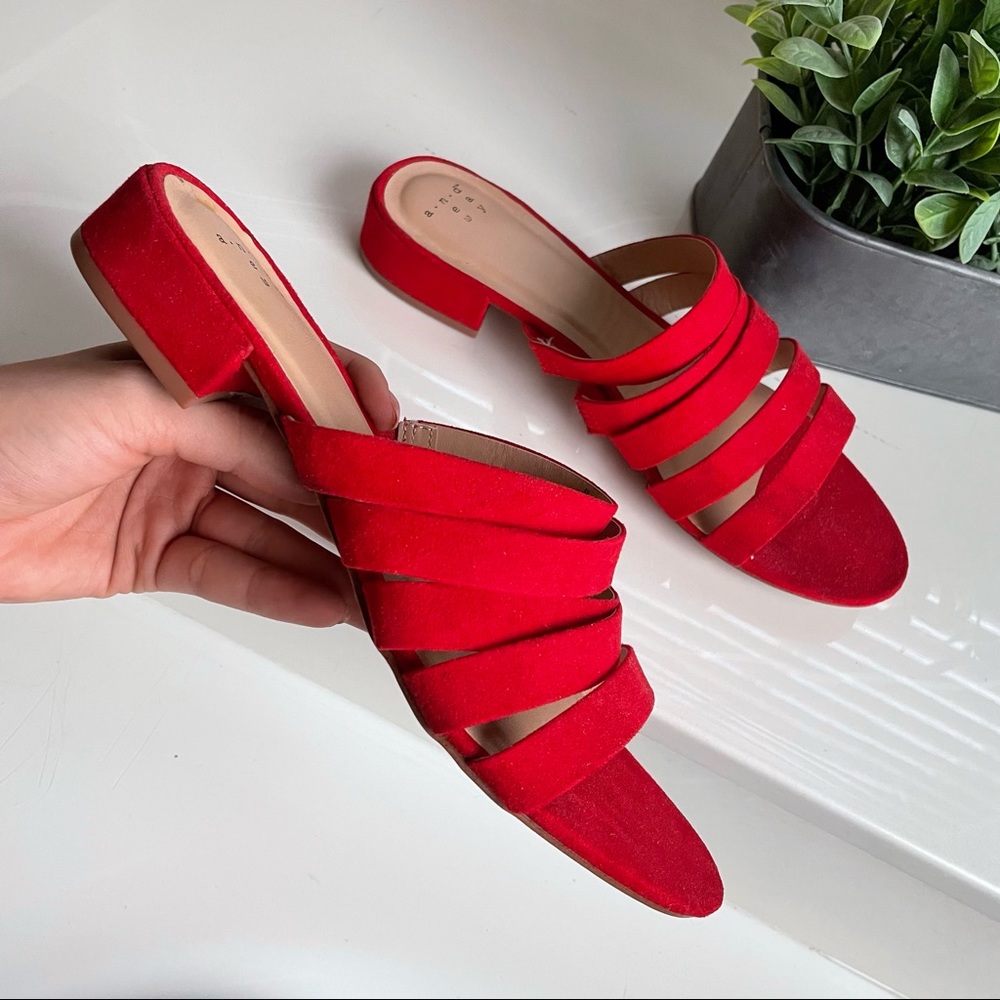 Red low heel sandals